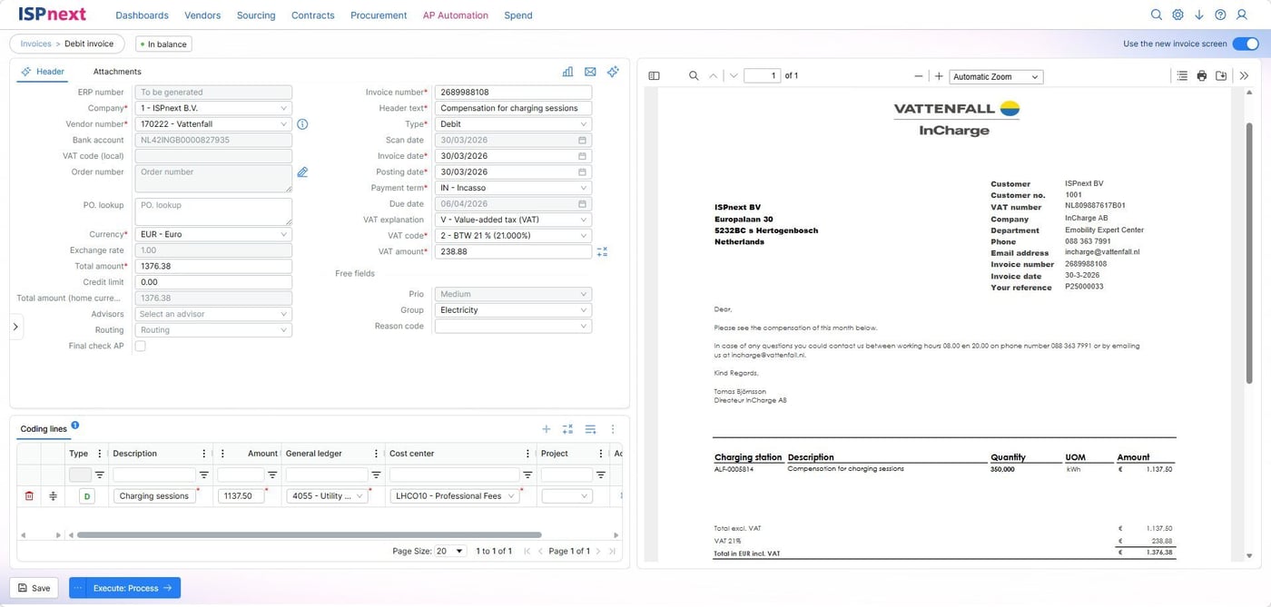 ISPnext AP Automation: Rechnung erfassen