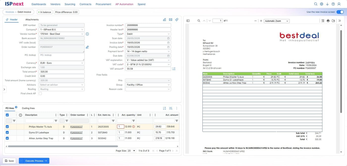 ISPnext AP Automation: Einlesen und Abgleichen