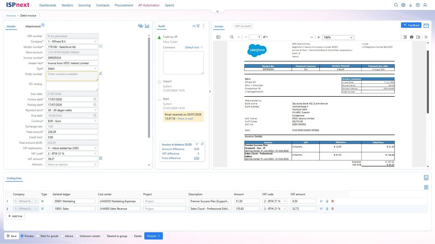 ISPnext AP Automation: Buchen und Archivieren