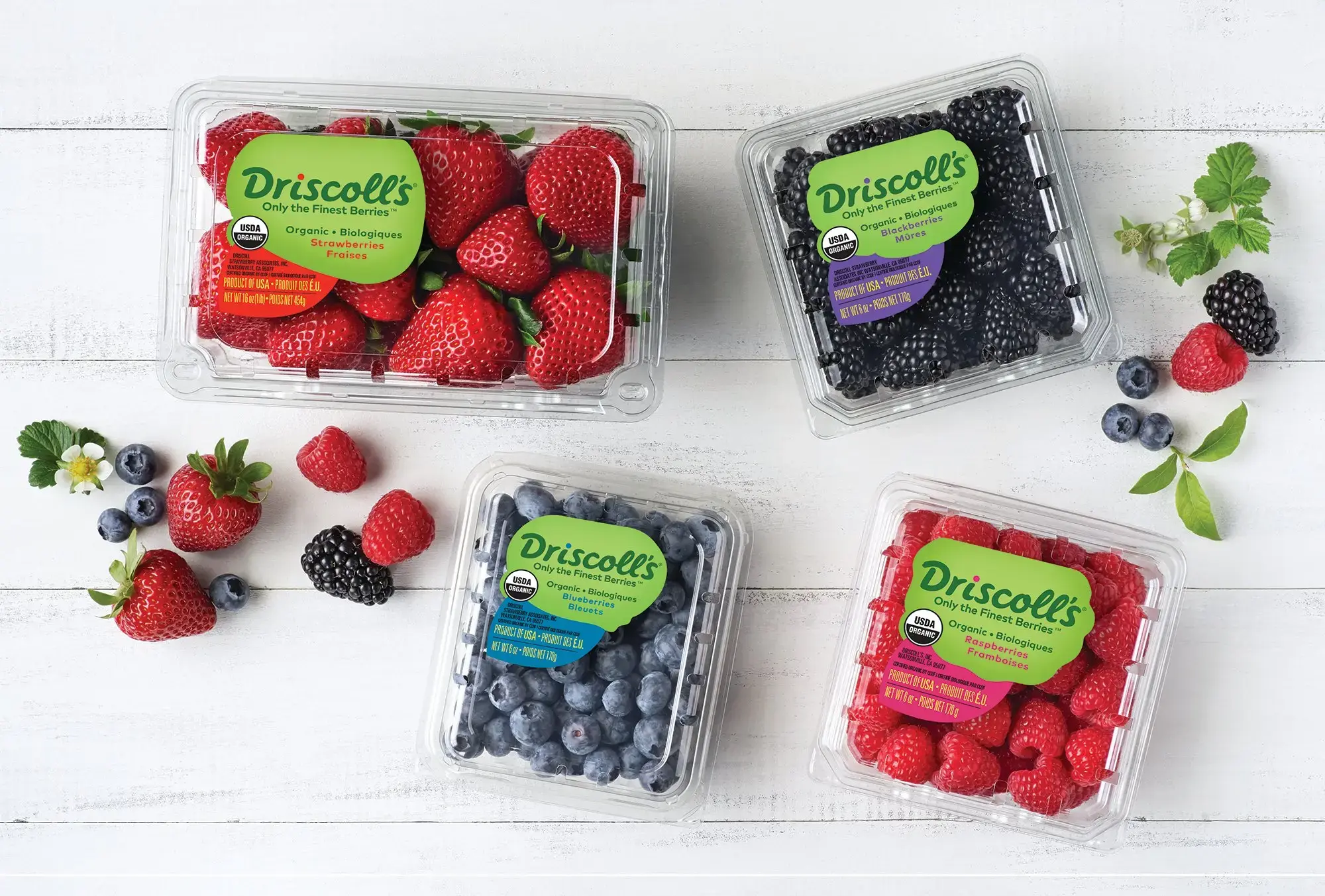 Packages of organic Driscoll's berries