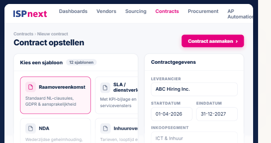 ISPnext Contract Management: Vertragserstellung aus einer Vorlage
