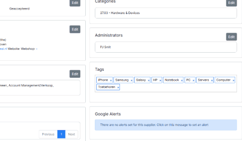 ISPnext Vendor Management: compliance en risk-tags per leverancier