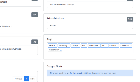 ISPnext Vendor Management: tags en optimalisatie-inzichten