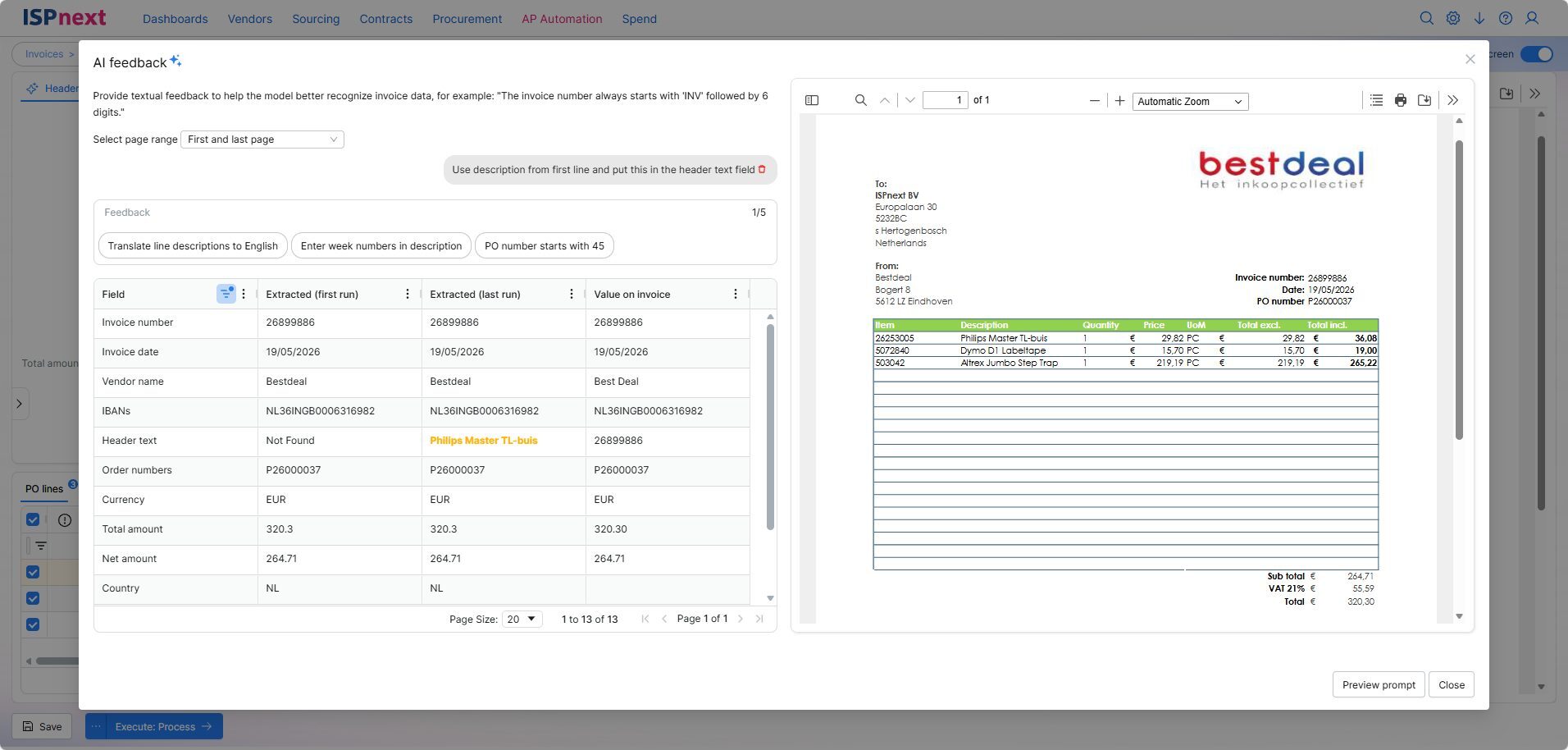 ISPnext AP Automation: AI-herkenning