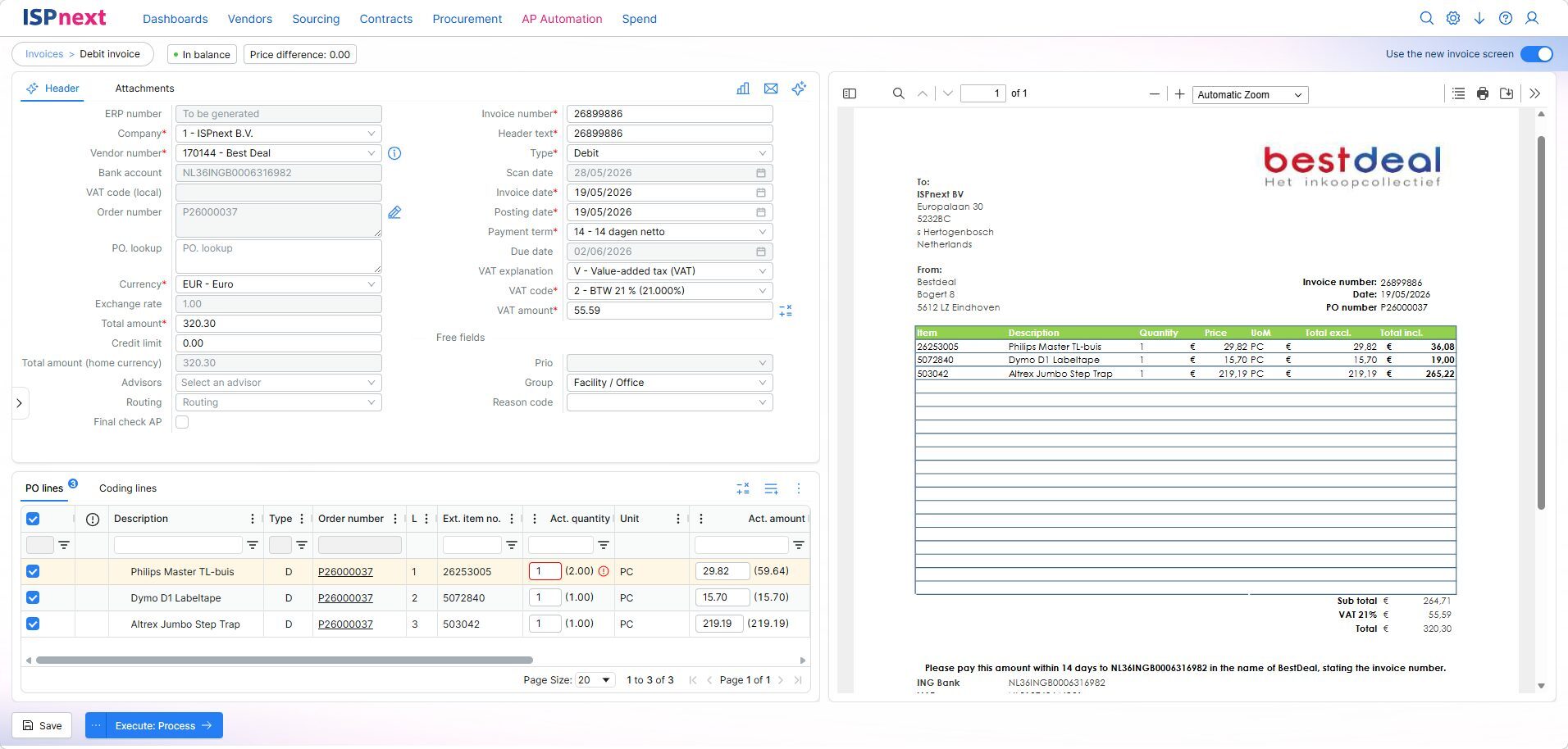 ISPnext AP Automation: inlezen en matchen